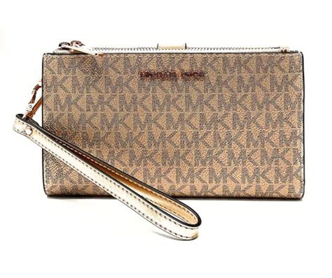 michael michael kors boxed metallic signature double zip wristlet|michael kors large wallet wristlet.